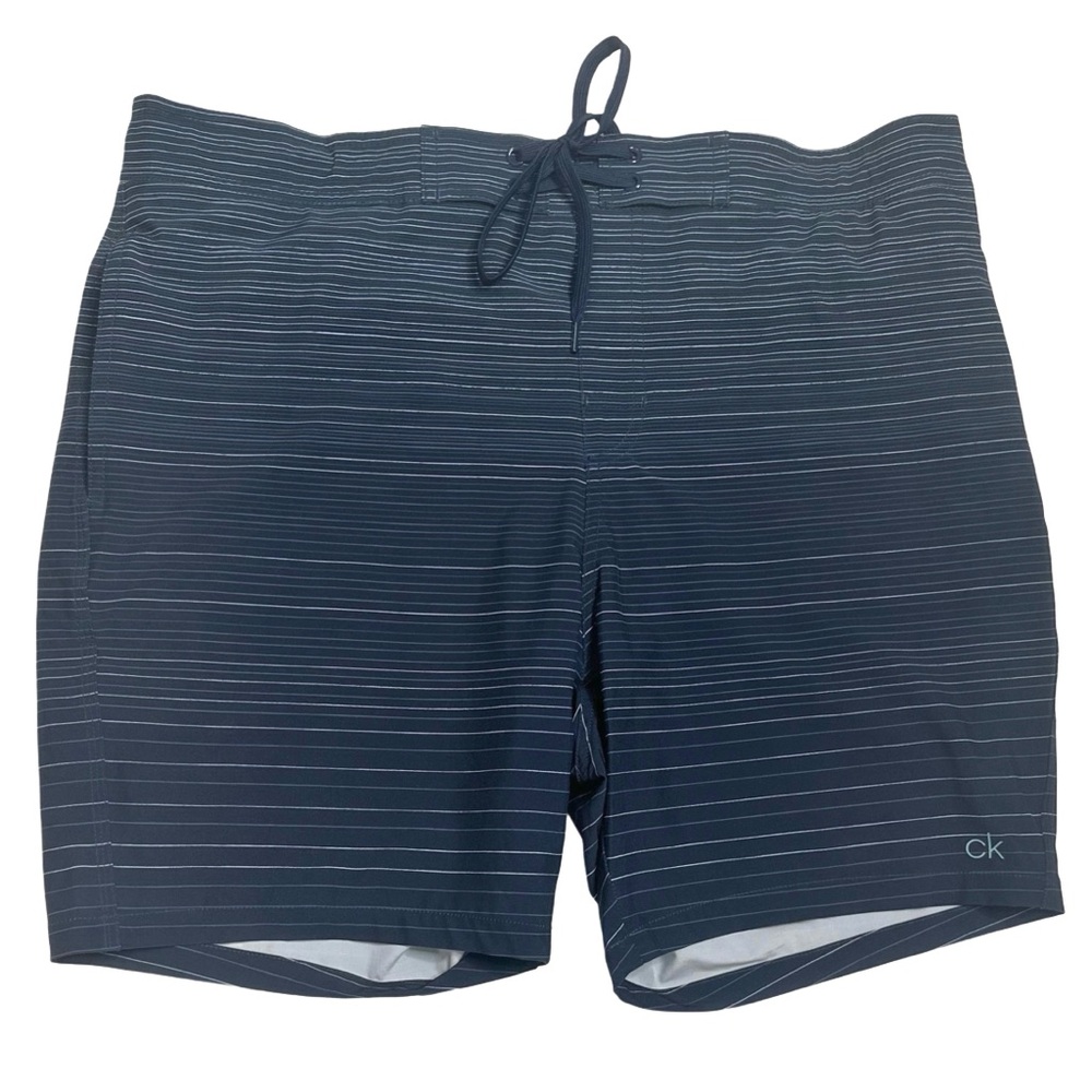 Calvin Klein Swimwear Men's Navy‎ Striped Board Shorts Trunks Mesh Liner Sz XL